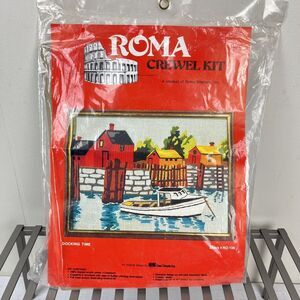 Roma Stitchery Vintage Crewel Needlepoint Kit Docking Time Boat‎ Theme Nautical